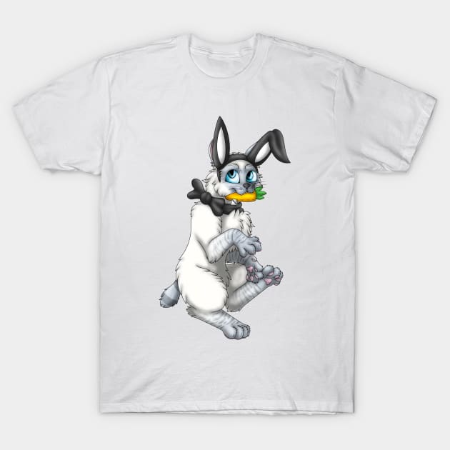 Bobtail BunnyCat: Blue Lynx Point (Black) T-Shirt by spyroid101